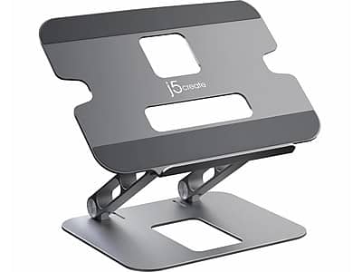 Front. j5create - Aluminum Multi-Angle Laptop Stand for Up to 16" Laptops, 11.4" x 8.9" - Space Gray.