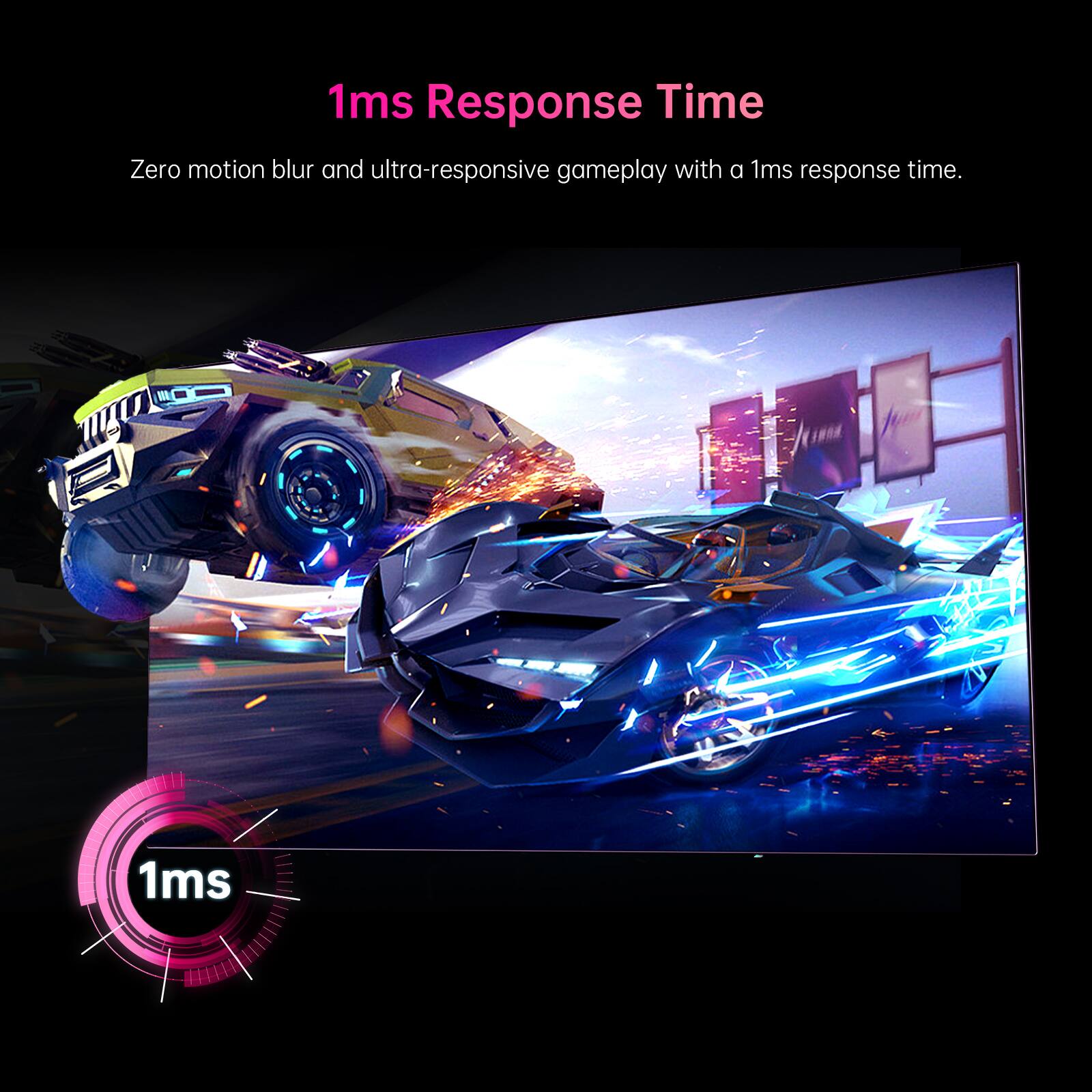 1ms Response Time

Zero motion blur and ultra-responsive gameplay with a 1ms response time.