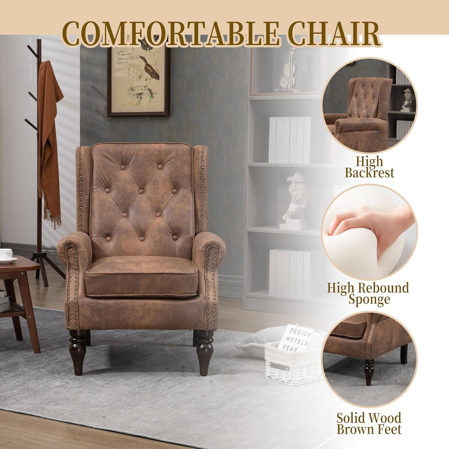 COMFORTABLE CHAIR

- High Backrest
- High Rebound Sponge
- Solid Wood Brown Feet

DESIGN HOTELS YEAR