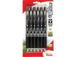 Pentel - EnerGel RTX Retractable Gel Pens, Medium Point, Ink, 6/Pack - Black