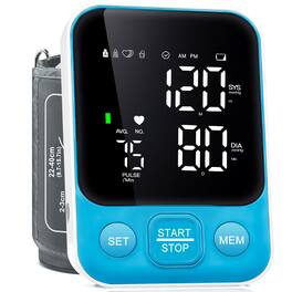 Dazzed Corner - Upper Arm Blood Pressure Monitor for Home Use, Automatic BP Machine with Adjustable Cuff - Light Blue