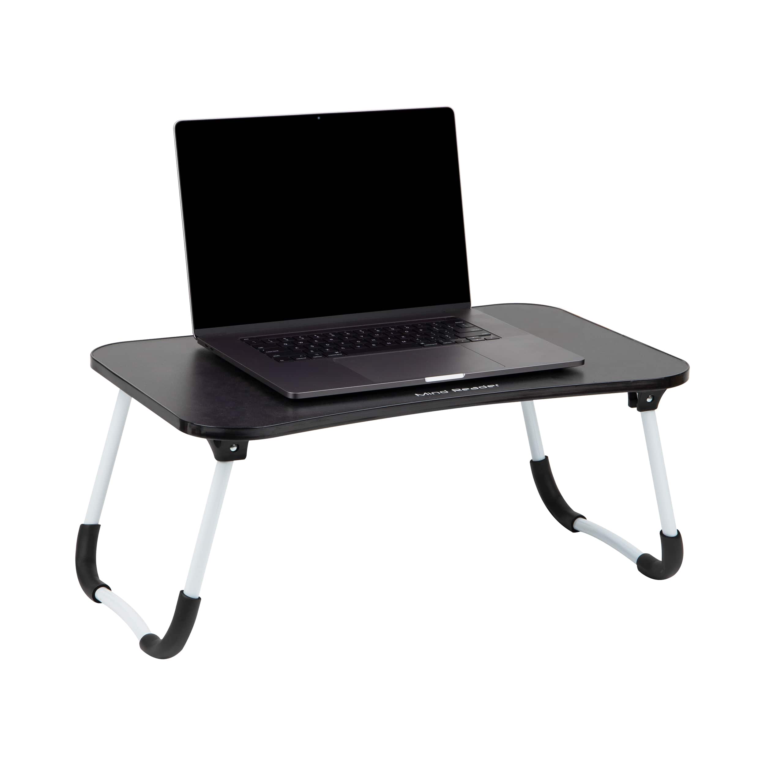 Front. Mind Reader - Lap Desk Laptop Stand, Bed Tray, Folding Legs, Couch Table, Portable, MDF , 23.25"L x 13.75"W x 10.5"H - Black.