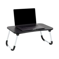 Mind Reader - Lap Desk Laptop Stand, Bed Tray, Folding Legs, Couch Table, Portable, MDF , 23.25"L x 13.75"W x 10.5"H - Black - Front_Zoom