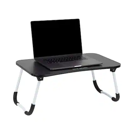 Front. Mind Reader - Lap Desk Laptop Stand, Bed Tray, Folding Legs, Couch Table, Portable, MDF , 23.25"L x 13.75"W x 10.5"H - Black.