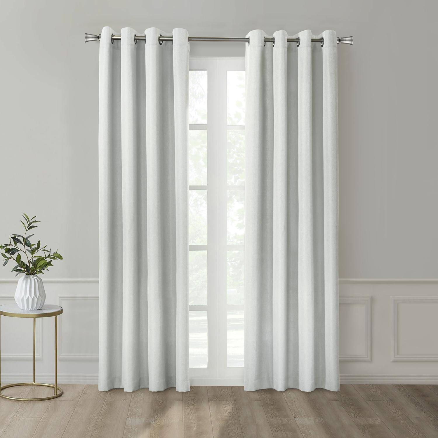 Angle. Commonwealth Home Fashions - Thermaplus Marissa Blackout UV Protection Grommet Curtain Panel for Windows 52" x 95" Light Grey - Light Grey.