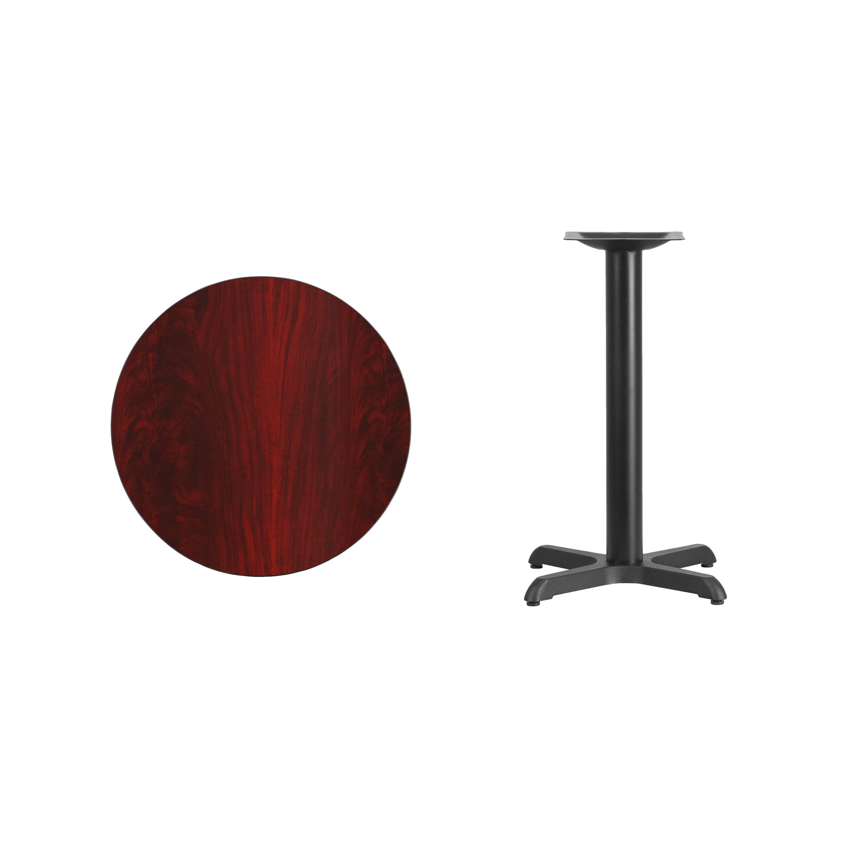Alt View 2. Emma + Oliver - 24" Round Laminate Table Top with 22"x22" Table Height Base - Mahogany.