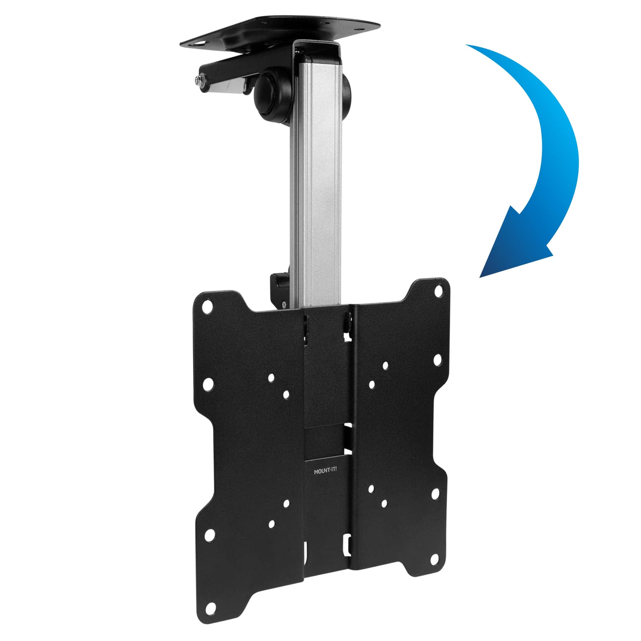 Front. Mount-It! - Flip-Down Under-Cabinet & Ceiling TV Mount – Fits 19″–37″, 90° Tilt, 45° Swivel, 44 lb Capacity - Black.
