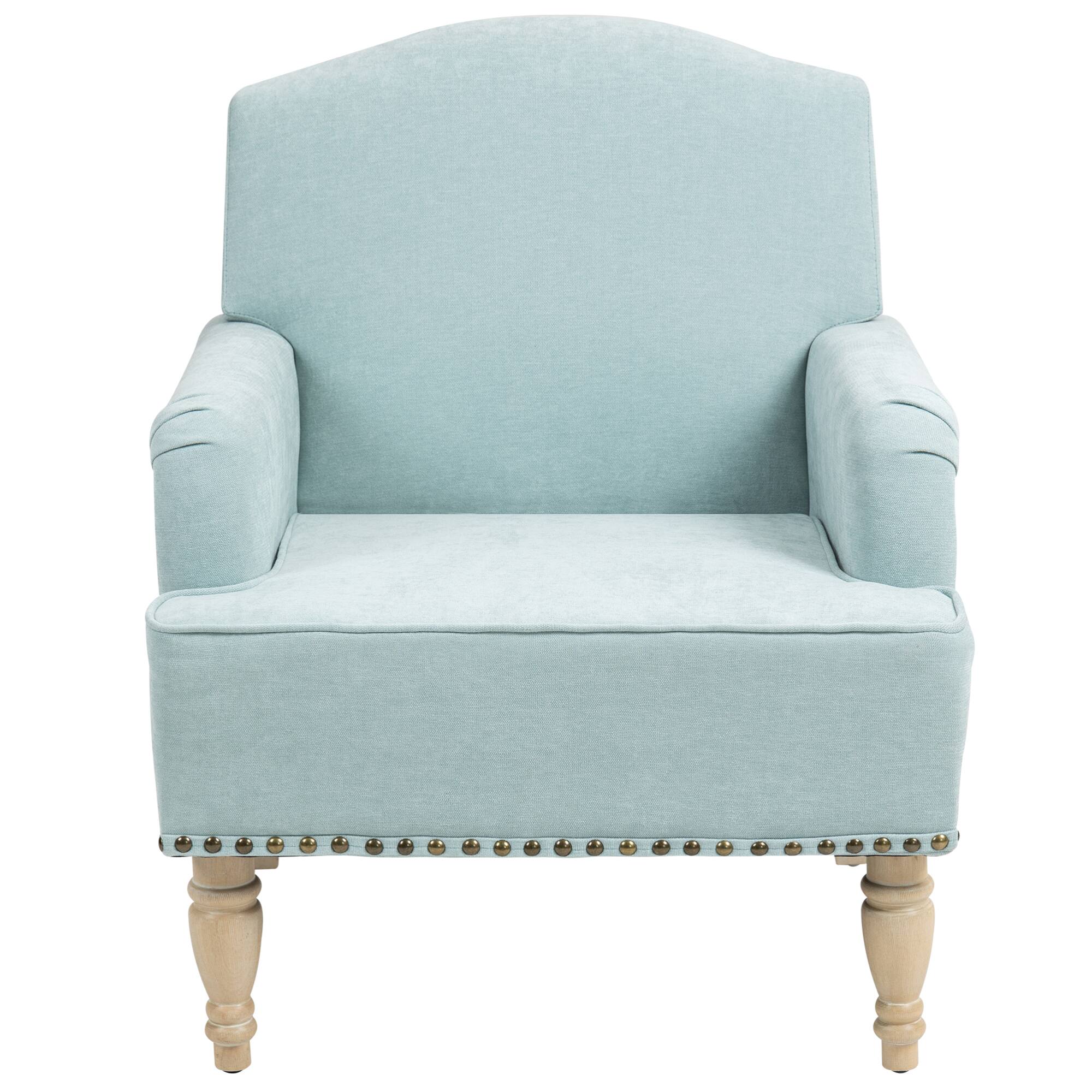 Alt View 7. GOODSILO - Stylish Upholstered Accent Chair with Wooden Legs and Nailhead Trim for Living Room or Bedroom - Sage.