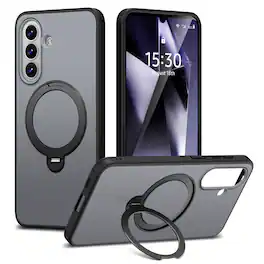 Dteck - Magnetic Case for Samsung Galaxy A37 5G with 360° Rotating Ring Stand, Military-Grade Shockproof Protective Cover - Black