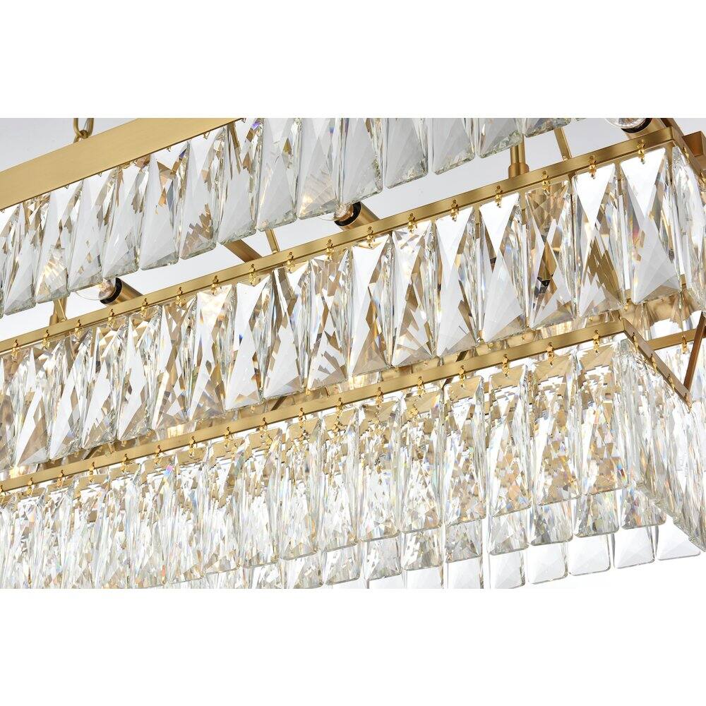Alt View 1. Elegant Lighting - Josephine 36 Inch Rectangular Chandelier In Satin Gold - Satin Gold And Clear.