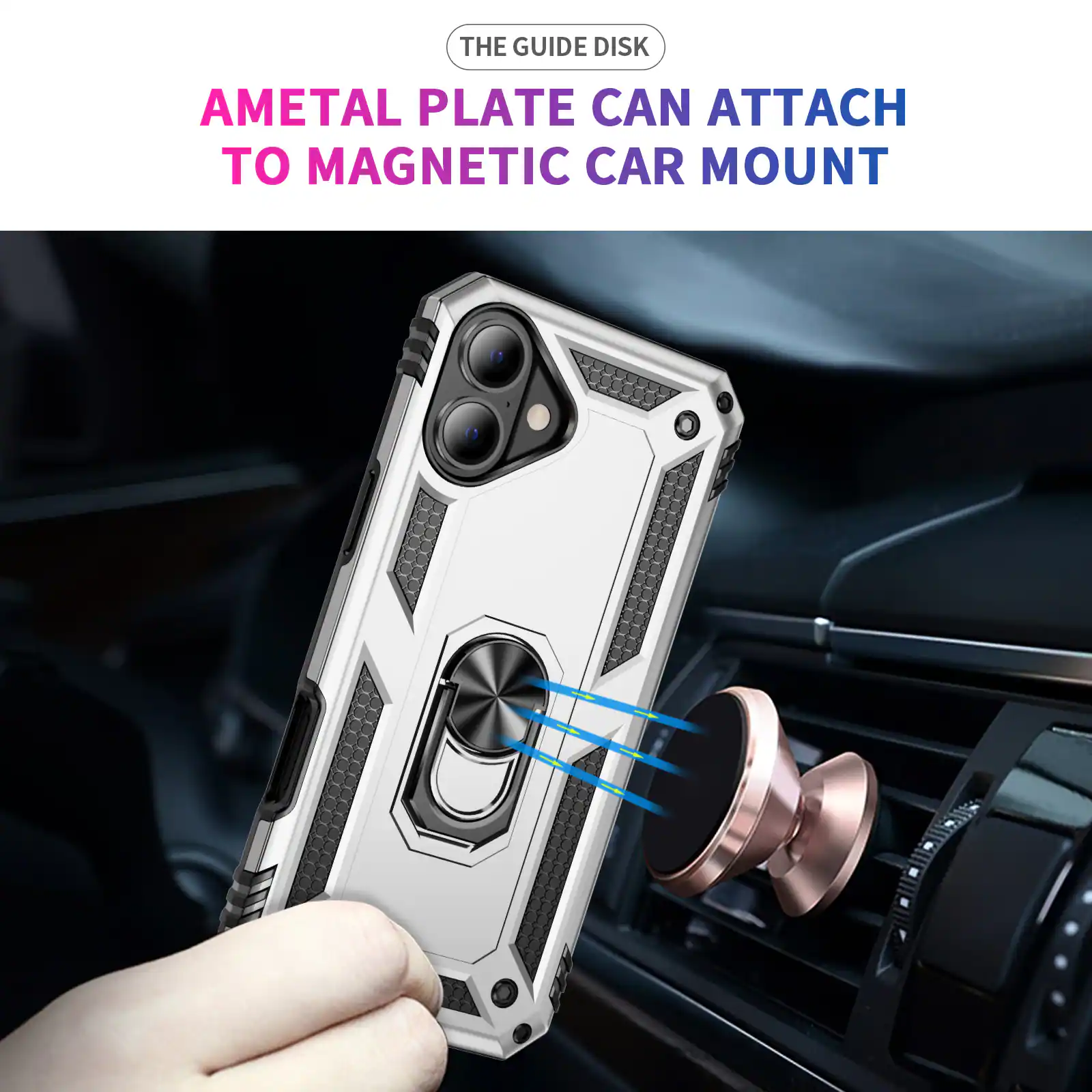 The guide disk AMetal plate can attach to magnetic car mount