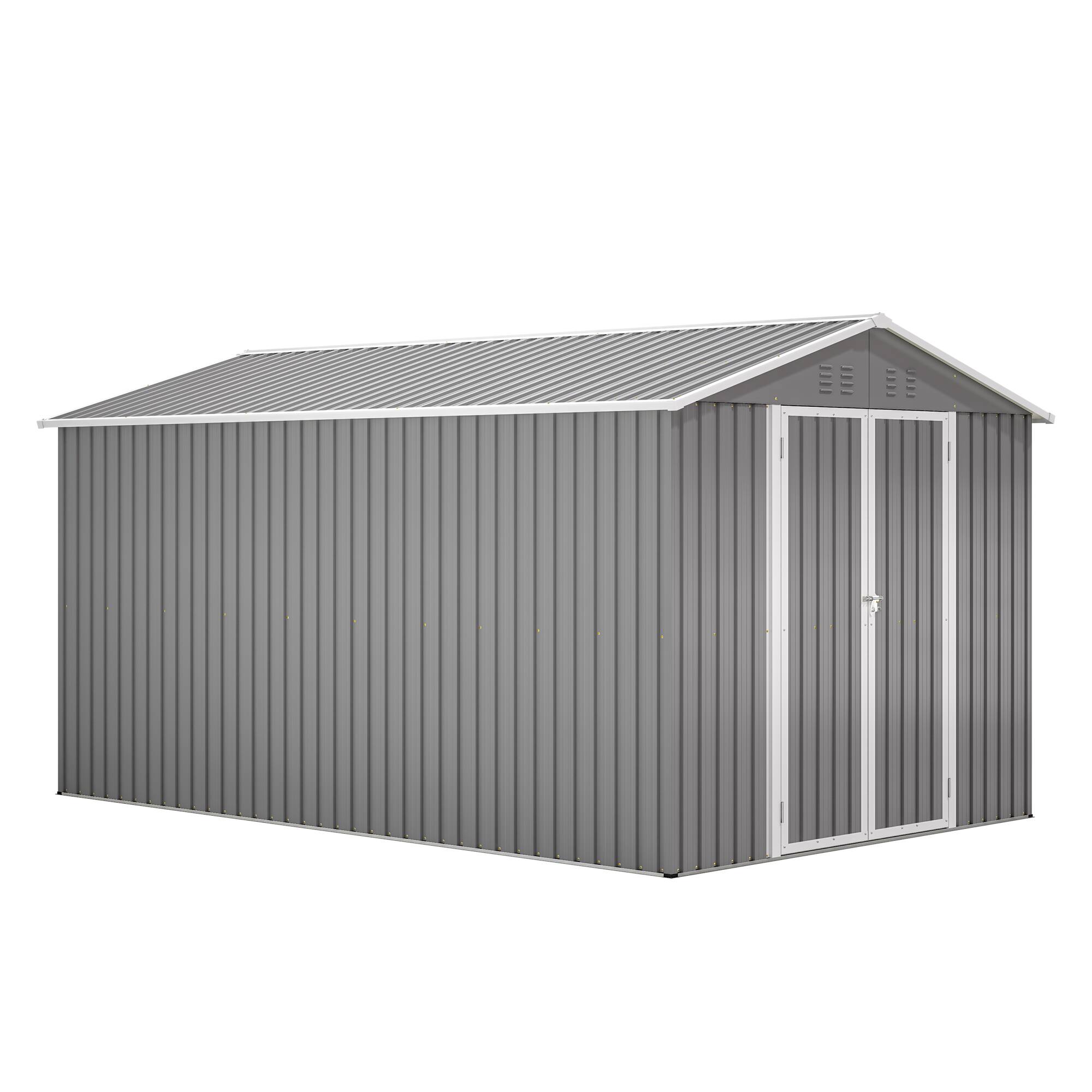 Alt View 6. Mondawe - 8x12 FT Lockable Metal Shed with Aluminum Frame - Gray.