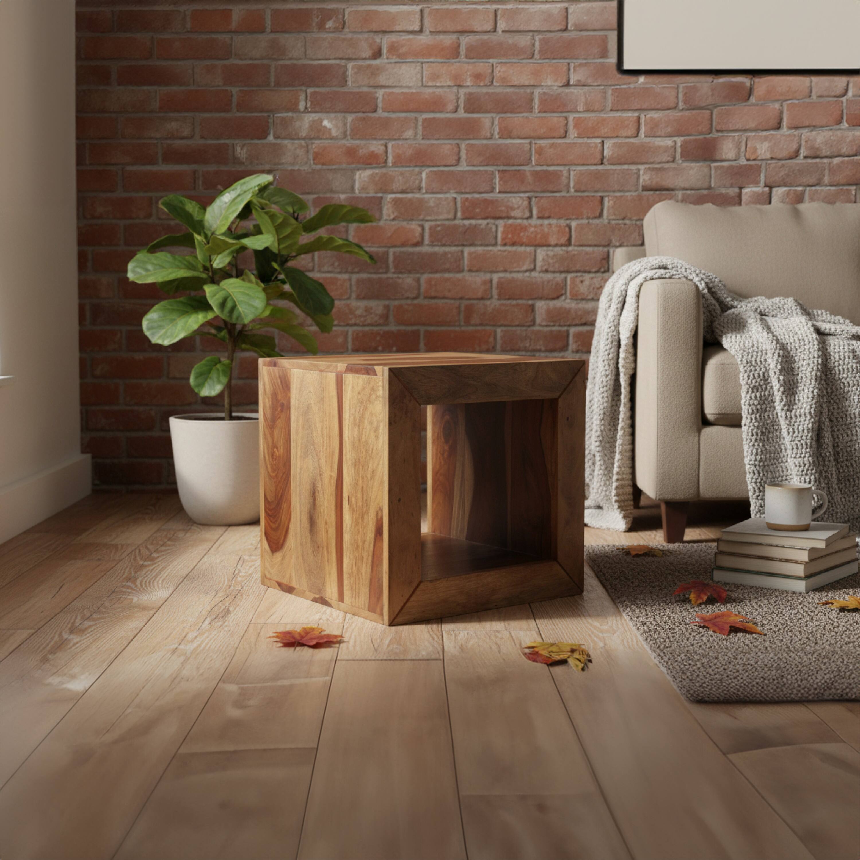 Alt View 8. Manhattan Lane - 16 Inch Cube Shape Rosewood Side Table With Cutout Bottom - Brown.