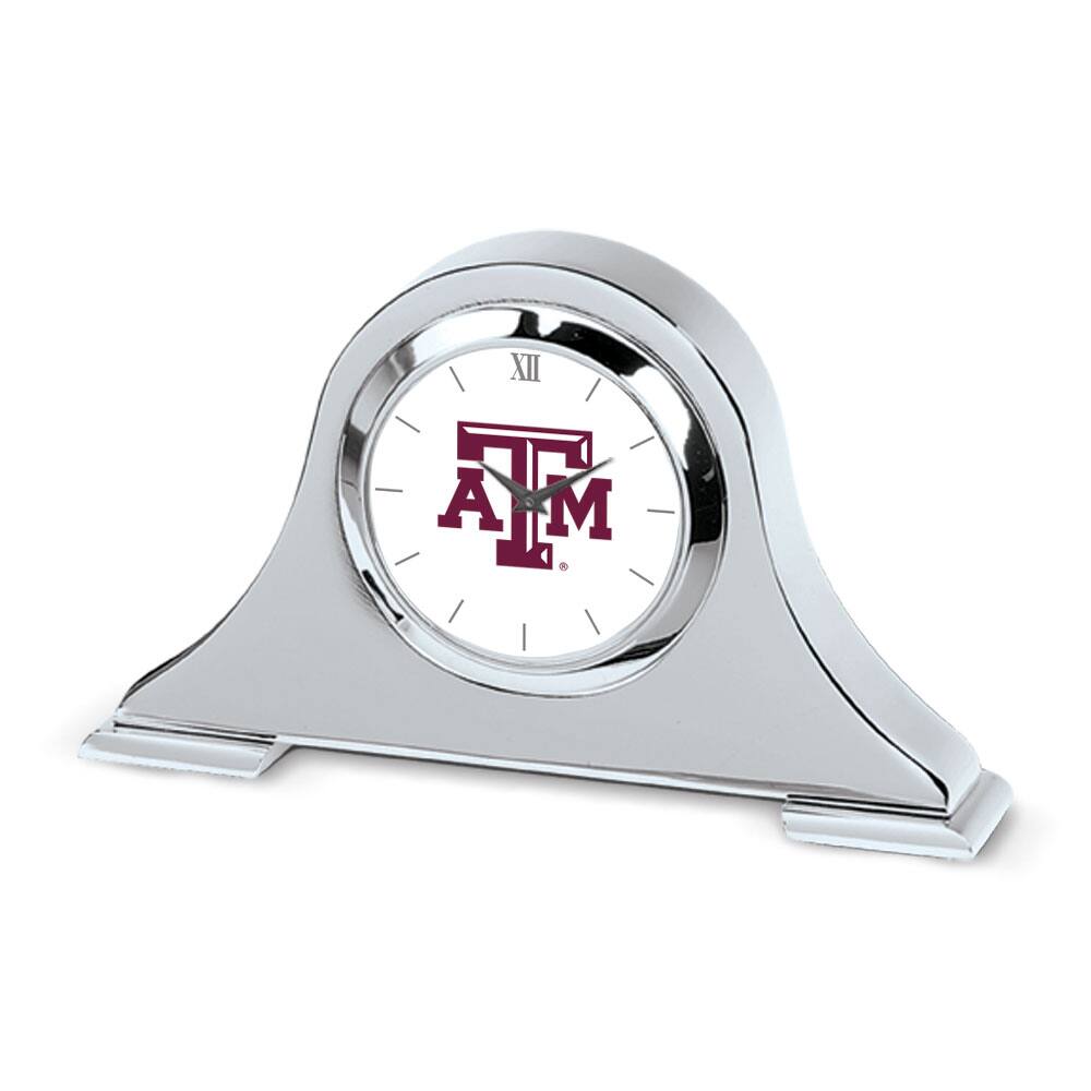 Front. Jardine - Texas A&M Aggies Primary Team Logo Napoleon Desk Clock - Silver.