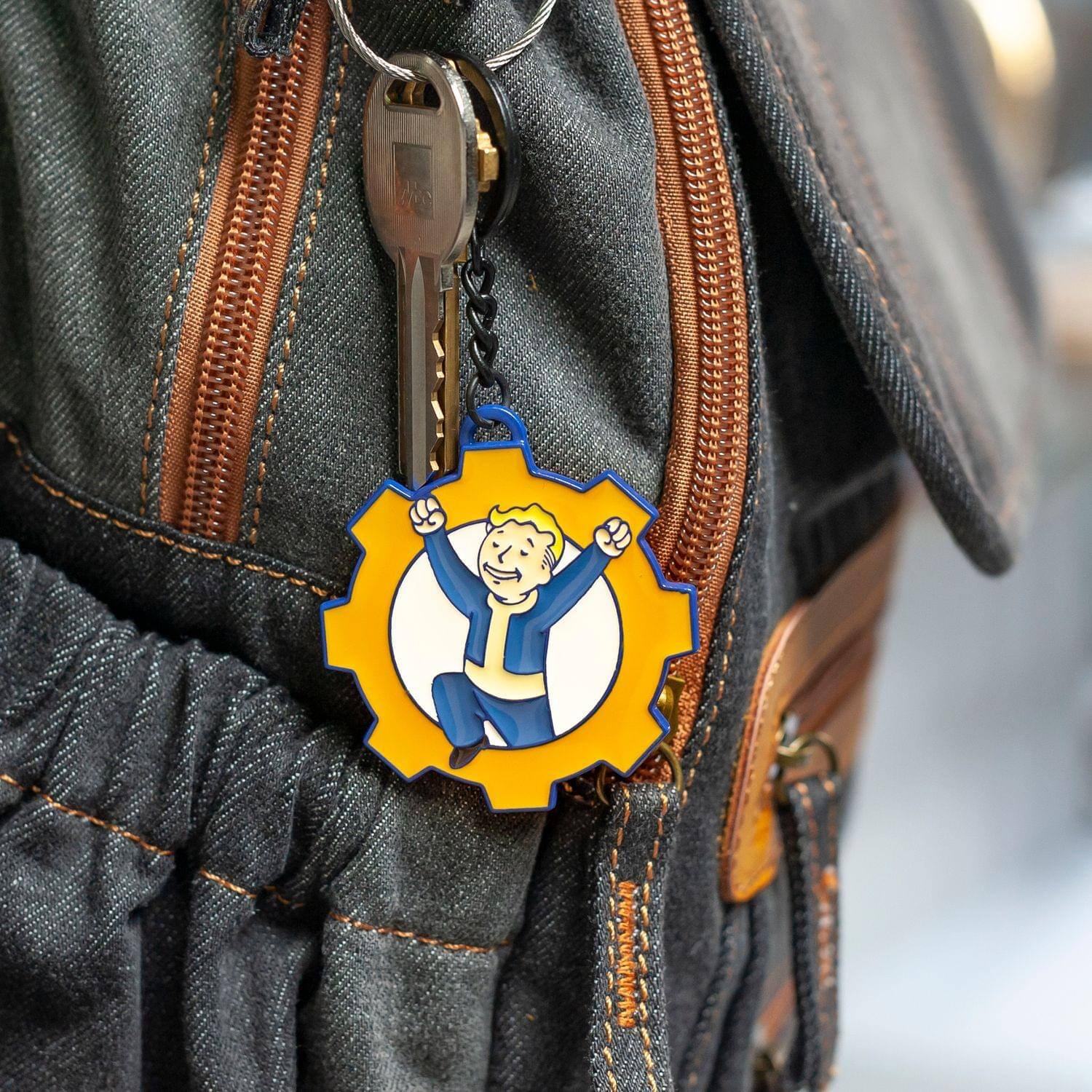 Alt View 3. Bioworld - Fallout Collectibles | Vault Boy Collector’s Edition Reclamation Day Keyring - Multicolored.
