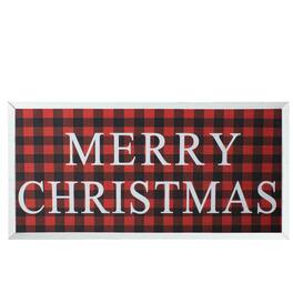 Northlight - 24” and Black Buffalo Plaid Merry Christmas Wooden Hanging Wall Sign - Red