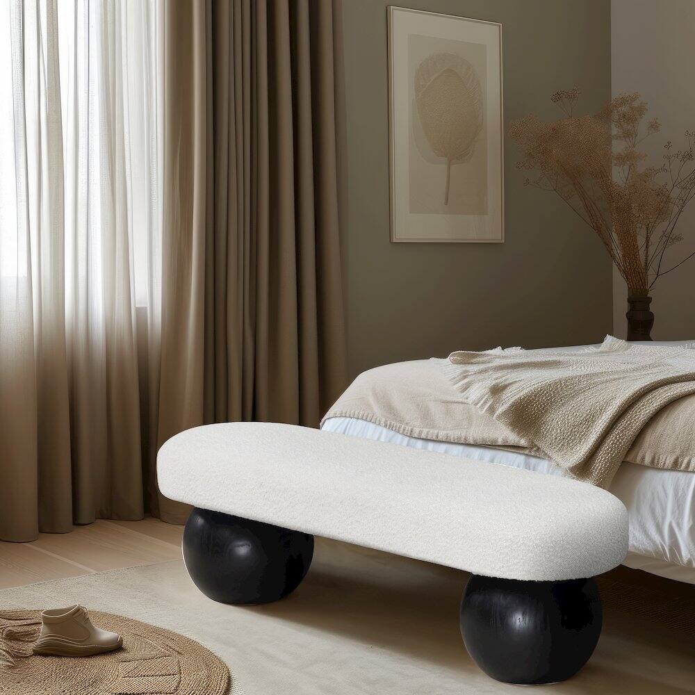 Alt View 1. Meridian Furniture - Bowie Cream Bench - Beige.