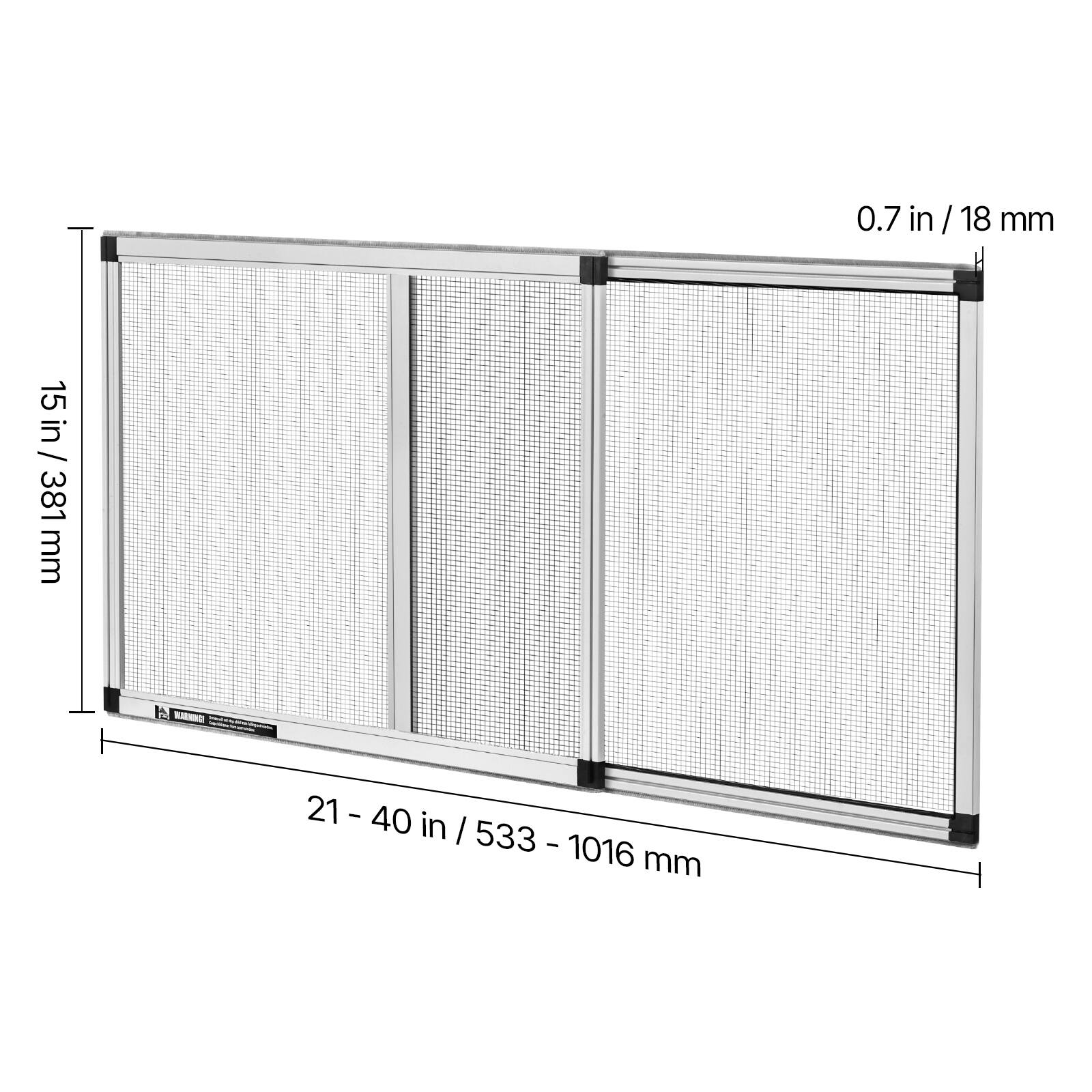 0.7 in / 18 mm  
15 in / 381 mm  
21 - 40 in / 533 - 1016 mm