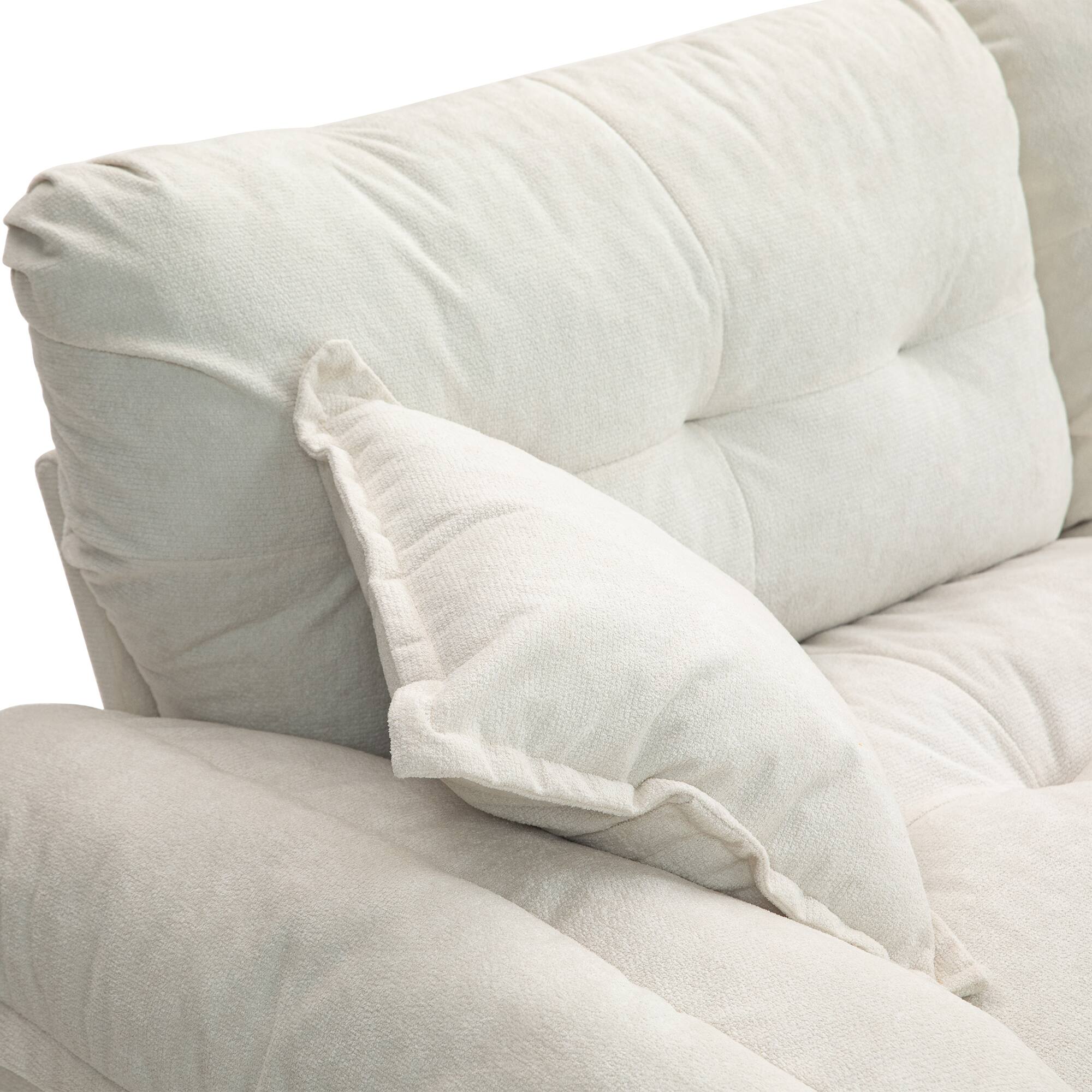 Alt View 6. Tiramisubest - 84"Chenille Sofa,Loveseat Deep Seat Sofa Couch with Pillows & Memory Foam for Living Room,Apartment,Office Lounge-Beige - Beige.