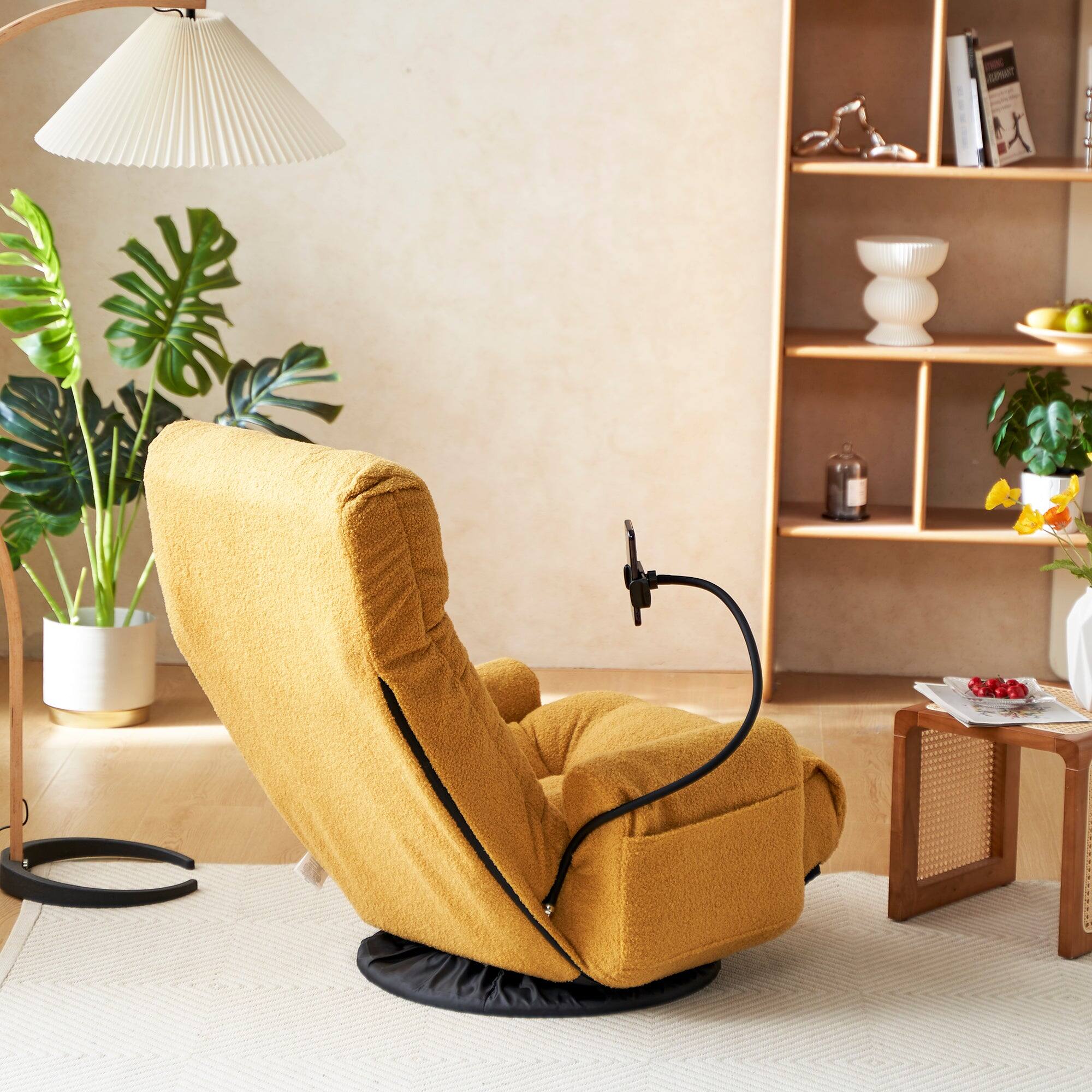 Alt View 9. Boyel Living - 360 Rotating Foldable Adjustable Floor Lounge Chair Comfortable Seating for Living Room Bedroom Yellow - Yellow.
