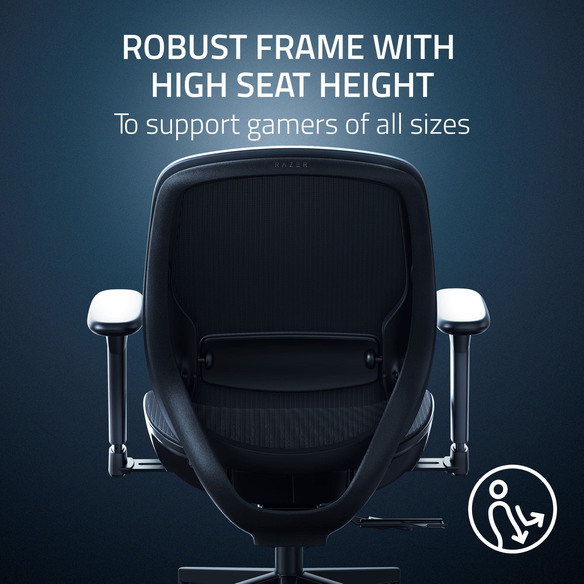 Robust Frame with High Seat Height to Support Gamers of All Sizes.