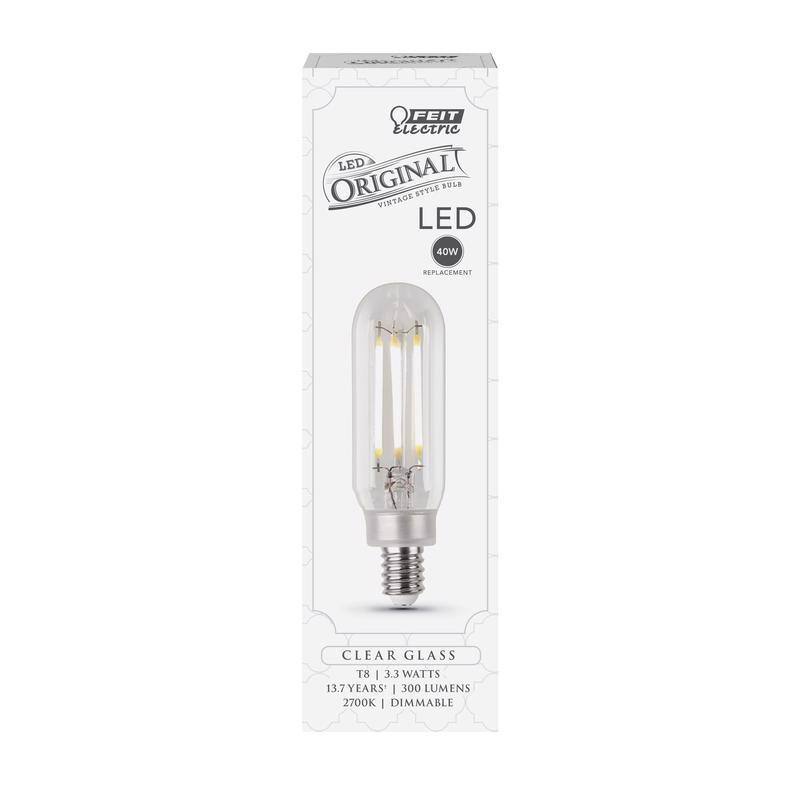 FEIT ELECTRIC - T8 E12 (Candelabra) LED Bulb Soft White 40 Watt Equivalence 1 pk