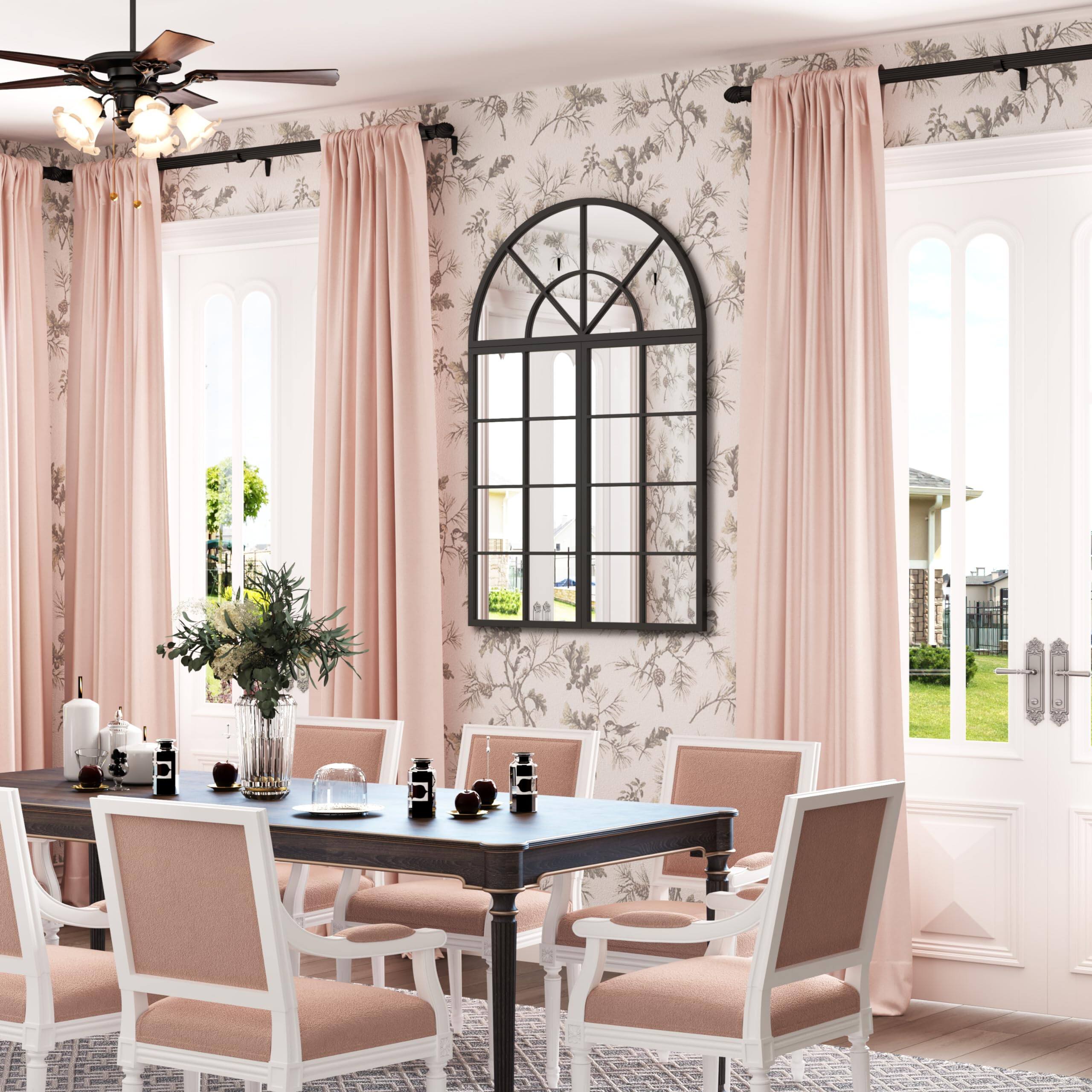 Alt View 6. Cedar Assembly - Arched Window Pane Wall Mirrors Set Of 3 47 24 31 5" Diy Window-shaped Decorative Art Mirror Metal Window... - Black-spliced-47.2"L x 31.5"W.