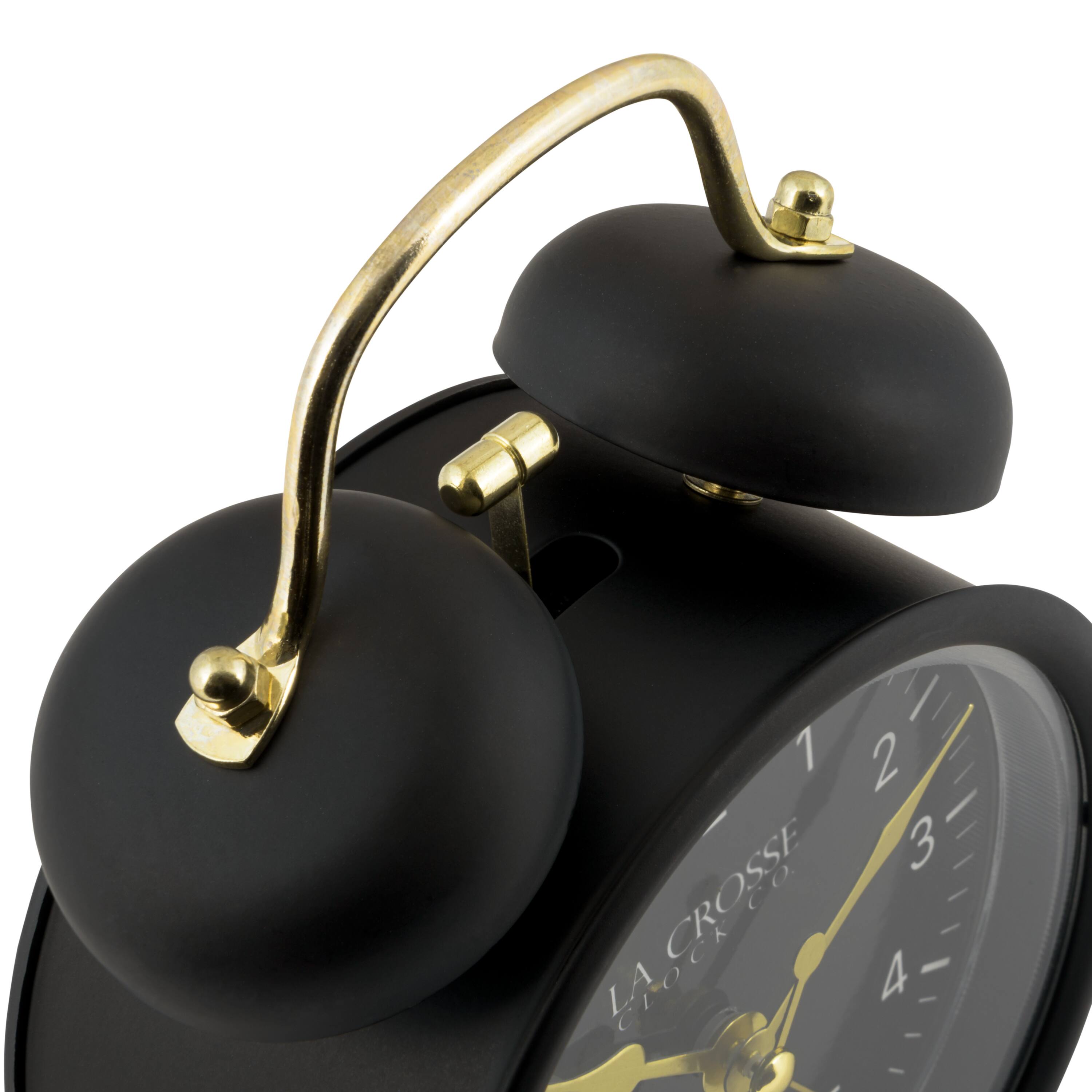 La Crosse Clock Co. Twin Bell Silent Sweeping Quartz Analog Alarm Clock ...