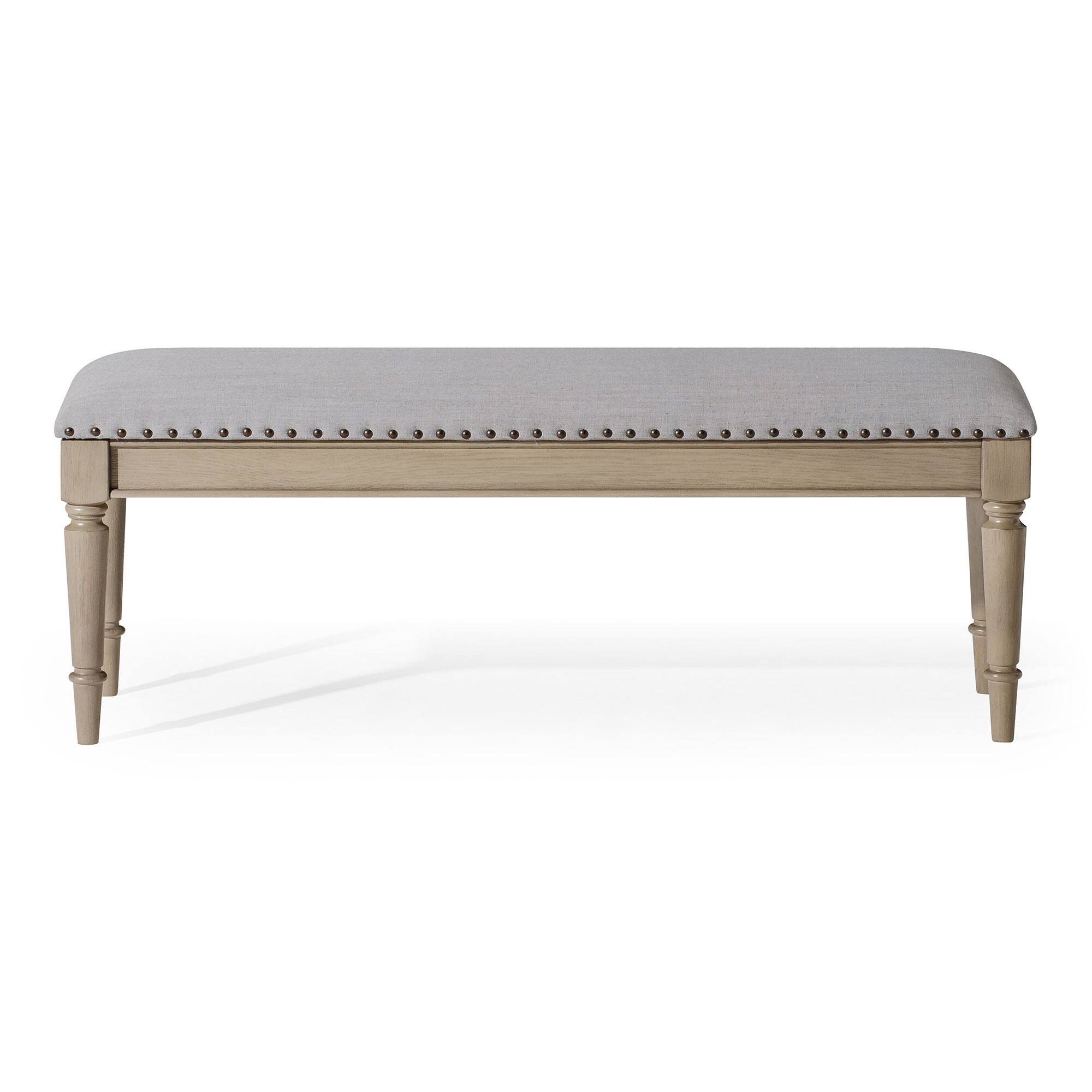 Alt View 5. Maven Lane - Maven Lane Elizabeth Traditional Upholstered Wooden Bench, Antiqued Grey Finish - Antiqued Grey.
