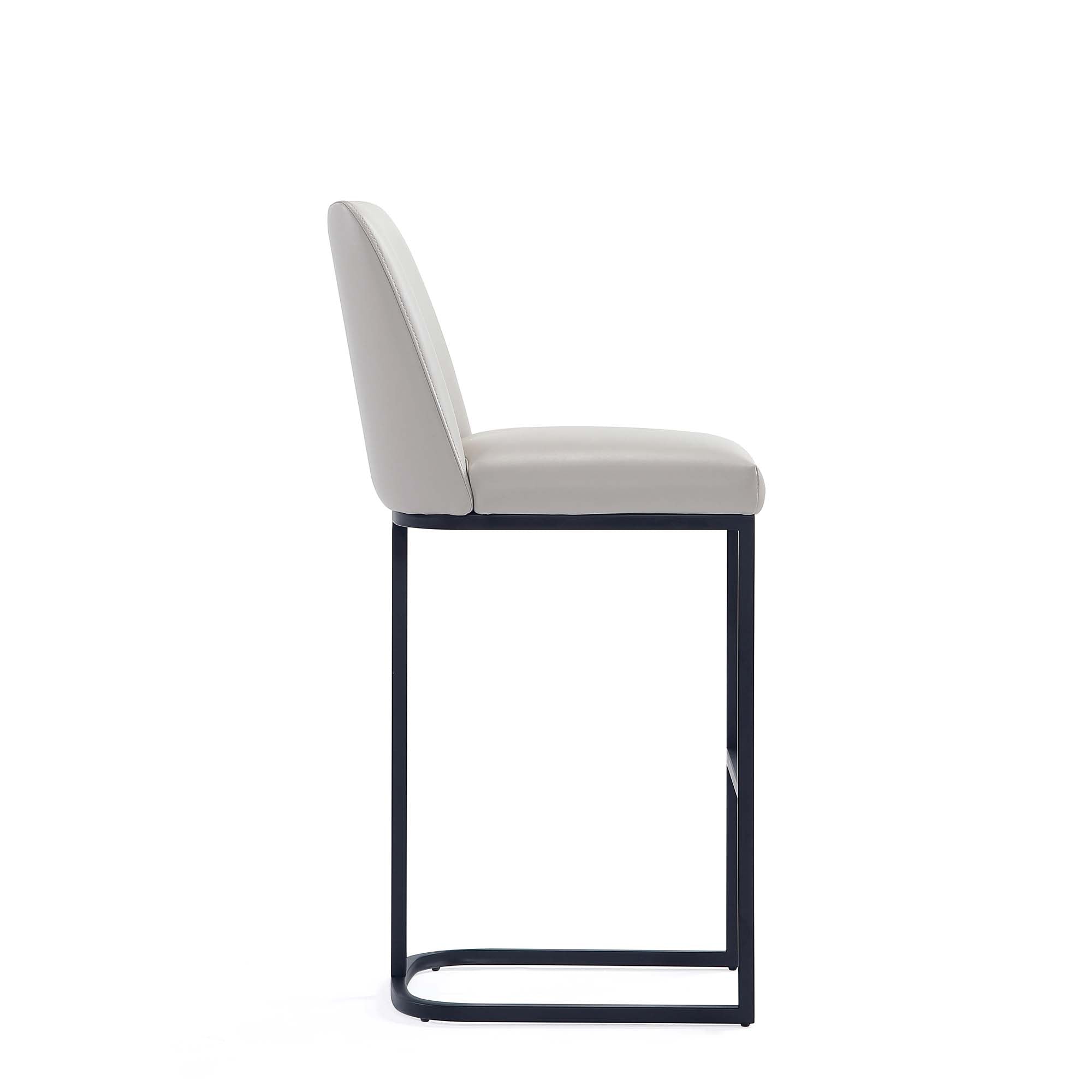 Alt View 3. Manhattan Comfort - Serena Modern Metal Upholstered Barstool - Set of 3 - Light Gray.