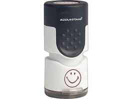 Accu-Stamp - Smiley Face Round Pre-Inked Stamp, Ink, 5/8" (030725) - Red