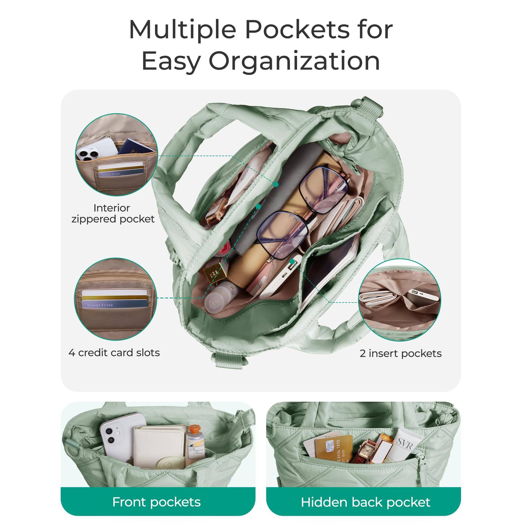 Multiple Pockets for Easy Organization

- Interior zippered pocket
- 4 credit card slots
- 2 insert pockets
- Front pockets
- Hidden back pocket