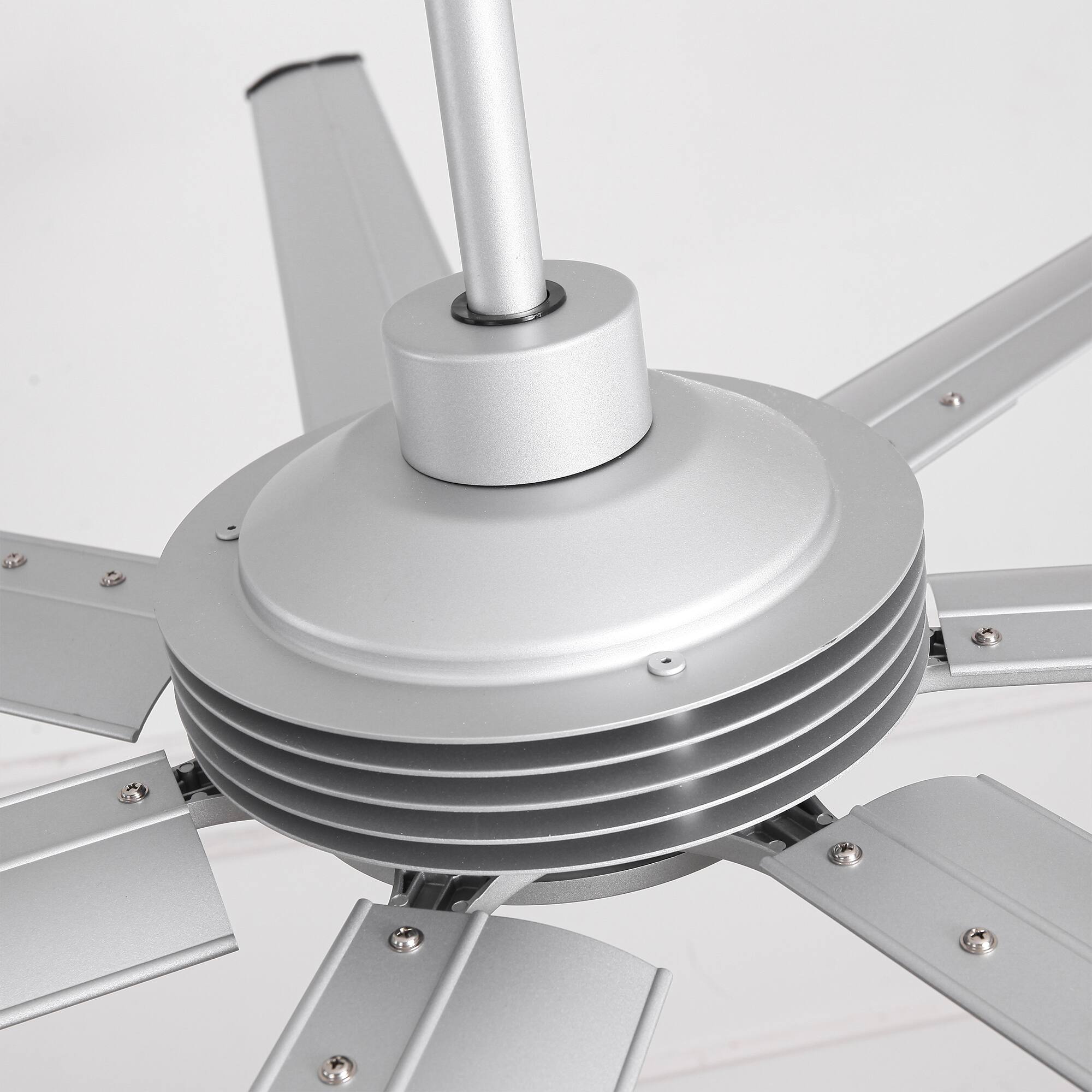 Alt View 6. Parrot Uncle - 100-inch Silver Industrial Extra Large Commercial HVLS LED Ceiling Fan with 7 Aluminum Blades and Remote Control - Silver.