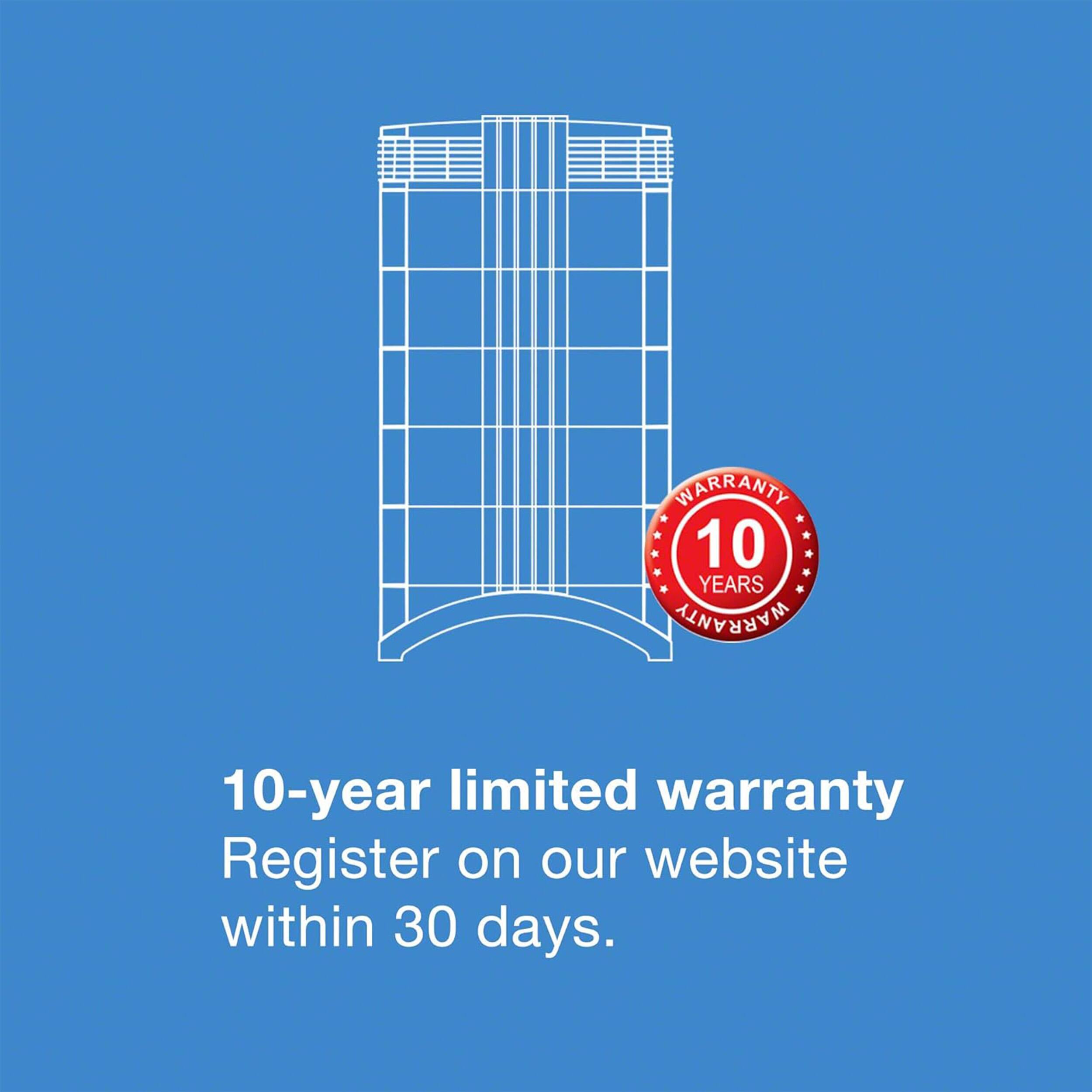 10-year limited warranty. Register on our website within 30 days.