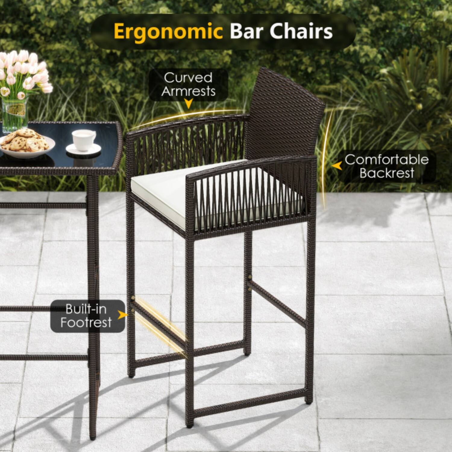Ergonomic Bar Chairs

- Curved Armrests
- Comfortable Backrest
- Built-in Footrest
