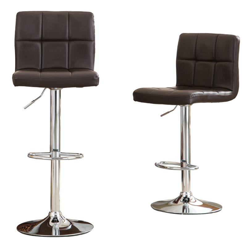 Alt View 2. HTUTWOO - Set of 2 Swivel Adjustable Bar Stools, Faux Leather Cushion, Ideal for Kitchen Island, Home Bar & Commercial Use - Brown.