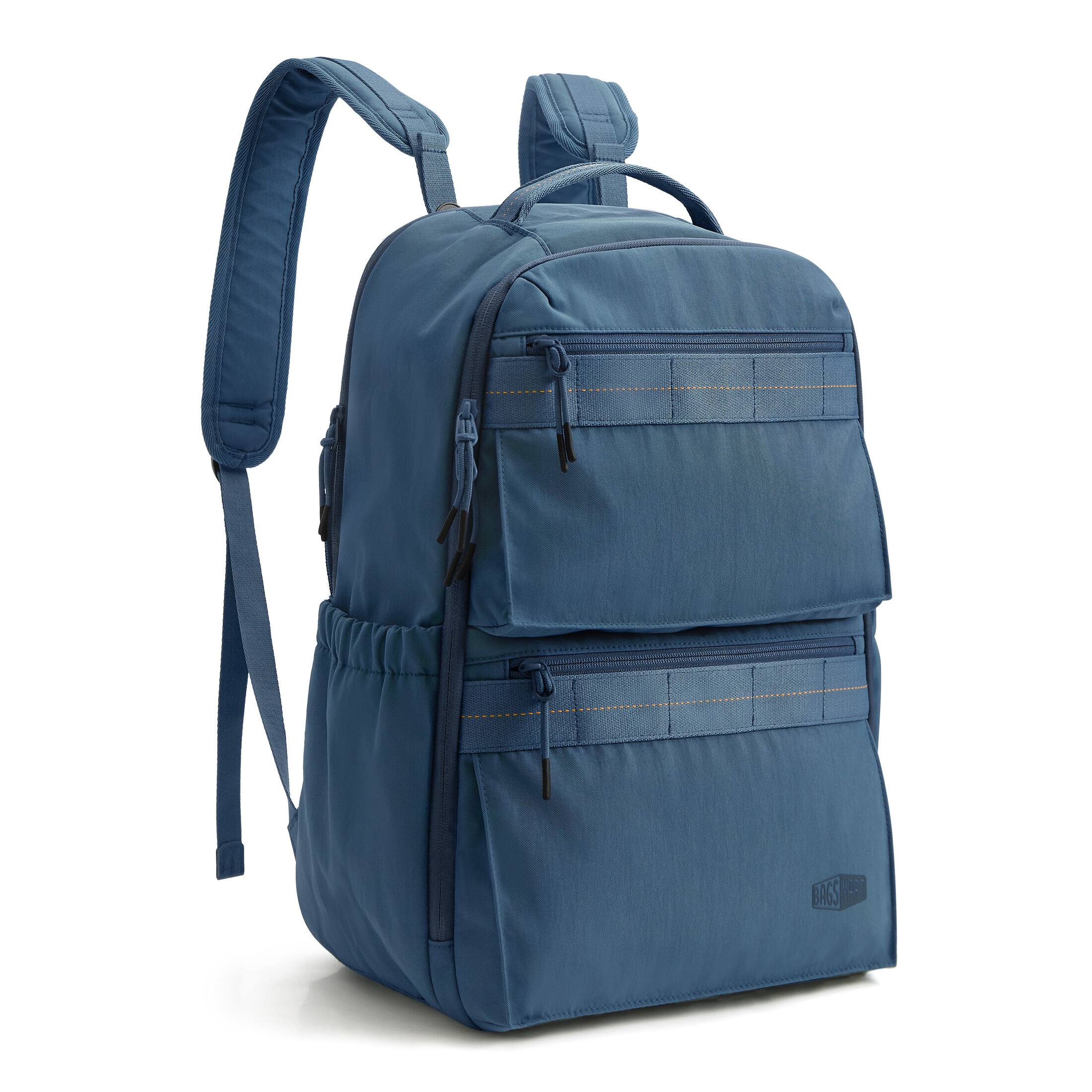 Angle. Bagsmart - Moss 22L Backpack, 180° Full-Opening Work & Commute Daypack with 15.6" Laptop Sleeve for Daily Use - Spruce Blue.