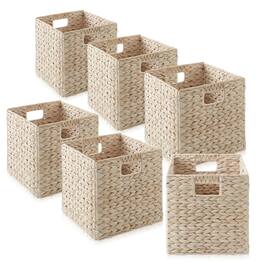 Casafield - 10.5 x 10.5-in Water Hyacinth Storage Baskets - 6 Pack - Whitewash