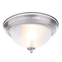 Hivvago - Round 11-inch Brushed Nickel Flush Mount Ceiling Light with Frosted Glass Shade - Nickle