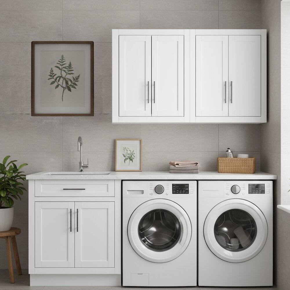 Alt View 7. Crosley Furniture - Savannah 2Pc Wall Storage Cabinet - 2 Wall Cabinets - White.