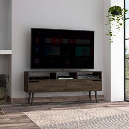 APRILSOUL - Hamburg TV Stand For TV´s up 60 Inch Four Legs Three Open Shelves - Brown
