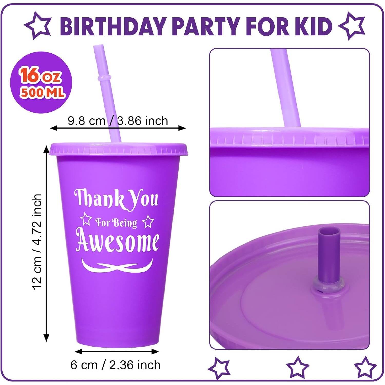 BIRTHDAY PARTY FOR KID

16 OZ
500 ML

9.8 cm / 3.86 inch
6 cm / 2.36 inch

Thank You For Being Awesome