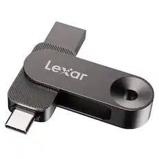 Front. Lexar - JumpDrive D500 USB 3.2 Gen 1 Solid-State Dual Drive, USB-C and USB-A Connectors, 256 GB - Titanium.
