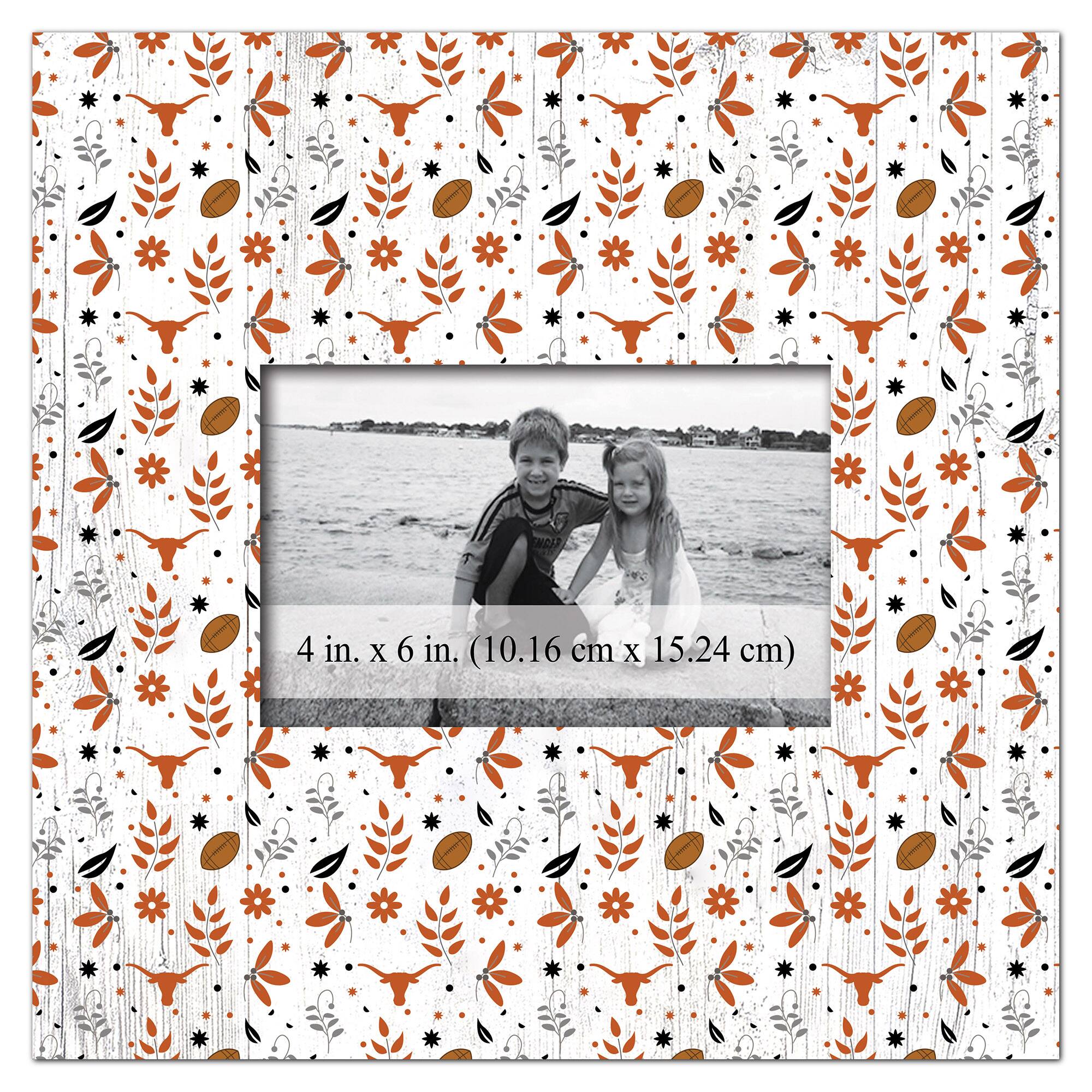 Texas Longhorns 10'' x 10'' Floral Pattern Frame