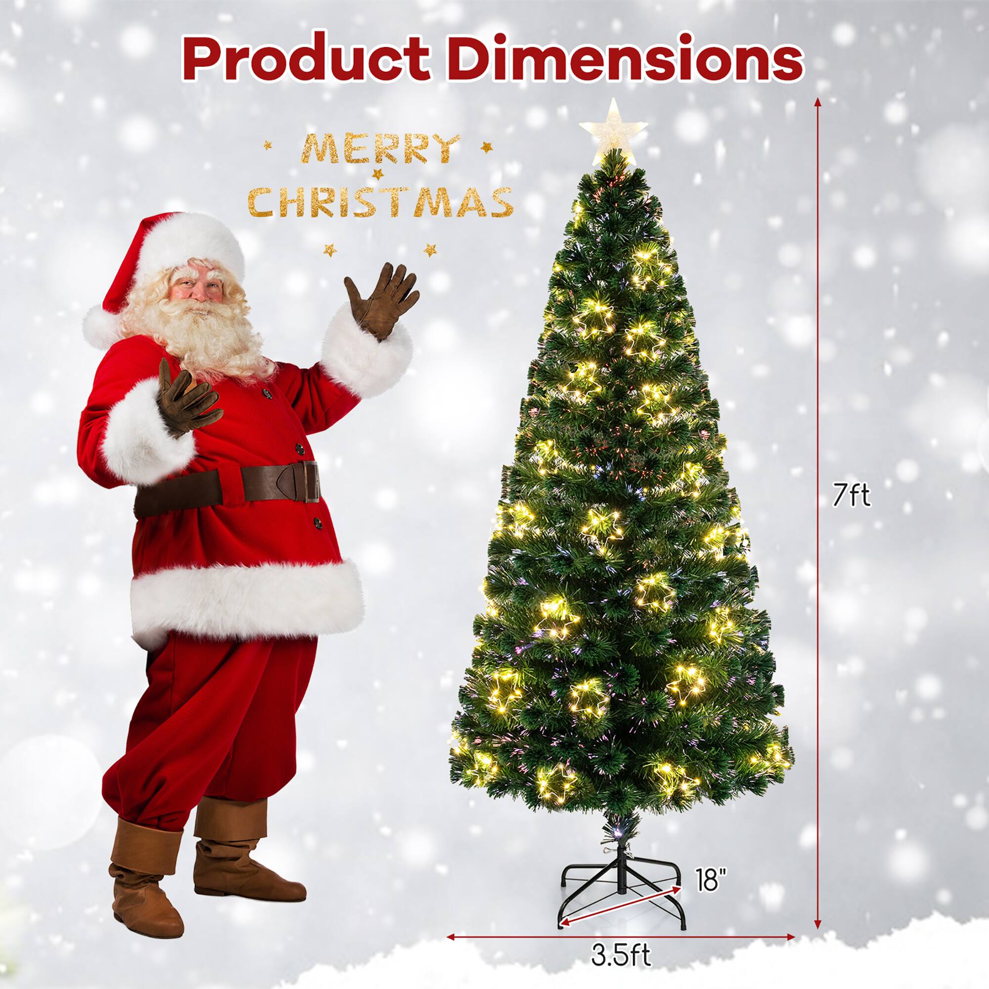 Product Dimensions

MERRY CHRISTMAS

7ft  
18"  
3.5ft