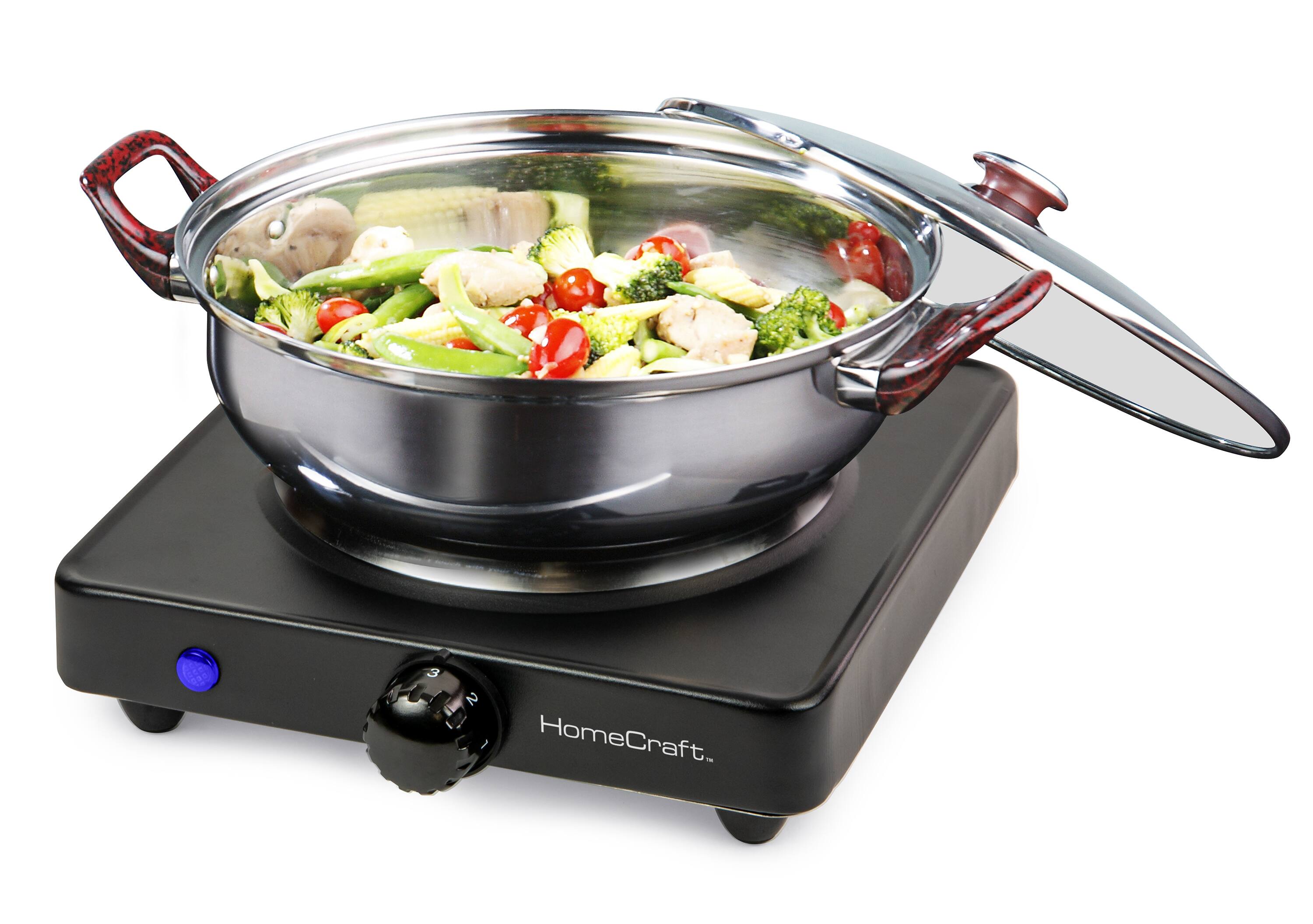 Angle. HomeCraft - Single Burner Hot Plate - Black.