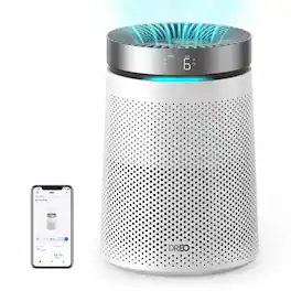 DREO - 158 sq. ft. Smart Air Purifier, H13 HEPA Filter, 5 Modes, Ambient Lighting and 12H Timer in White