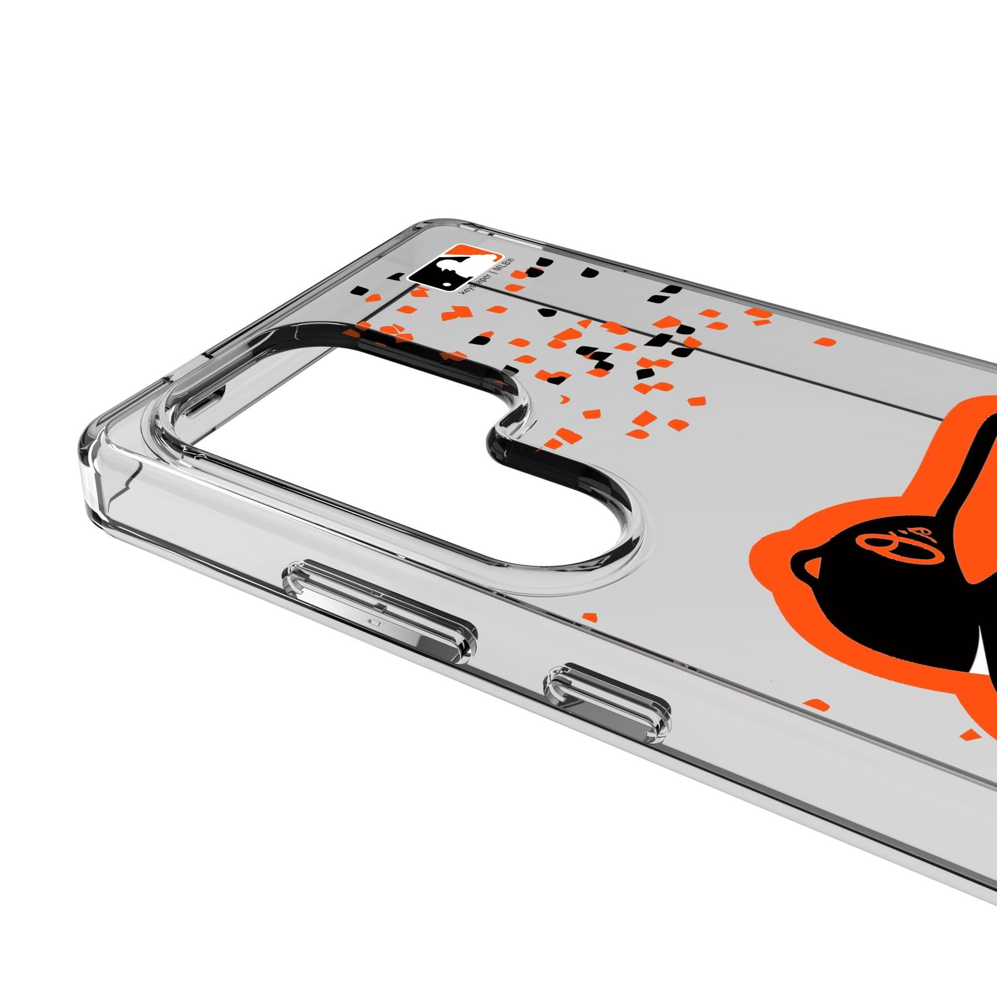 Alt View 2. Keyscaper - Baltimore Orioles Galaxy S8 Confetti Design Clear Case - S23 Ultra - Multicolor.