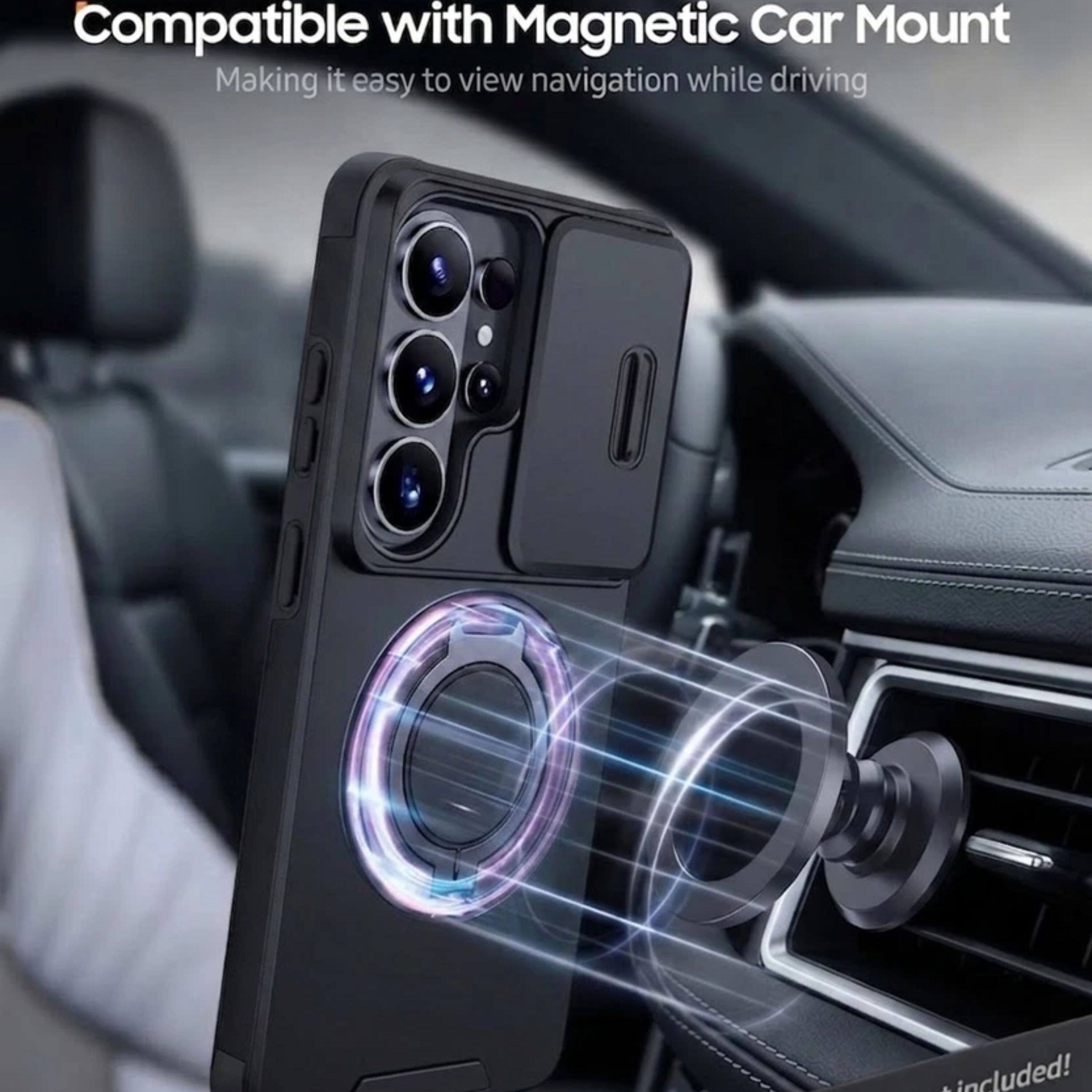 Compatible with Magnetic Car Mount  
Making it easy to view navigation while driving  
Included!