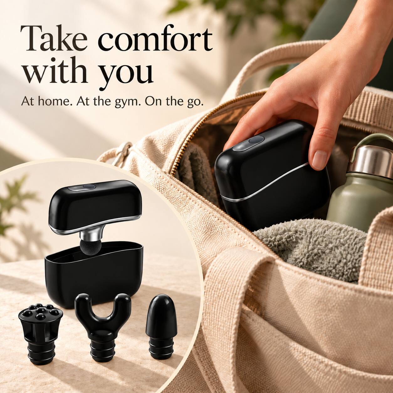 Take comfort with you.  
At home. At the gym. On the go.